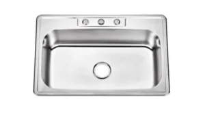 SINGLE BOWL FULL RADIO TOPMOUNT 18 GAUGE STAINLESS STEEL SINK 3322