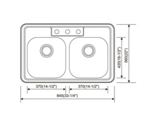 50/50 FULL RADIO TOPMOUNT 18 GAUGE STAINLESS STEEL SINK 8456