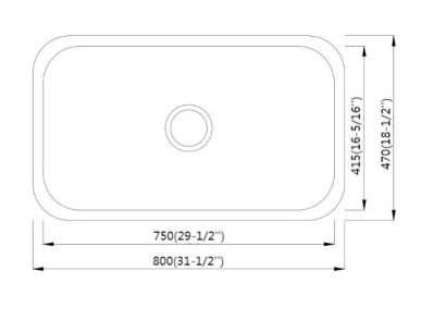 UNDERMOUNT FULL RADIO SINGLE BOWL HANDICAP FULL RADIO 8047-6