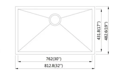 UNDERMOUNT SINGLE BOWL ZERO RADIOUS HANDMADE SINK HM3219S