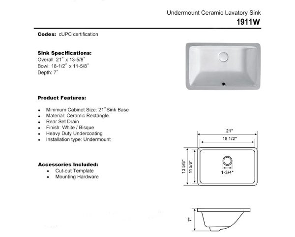 SINK-1911WHITE